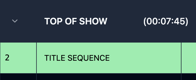 Collapsible headers feature showing rundown sections